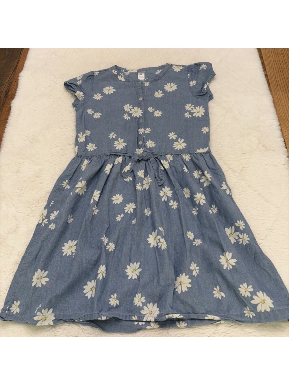 Carters Kid 14 Blue Chambray Floral Dress Sundress Boho Priarie